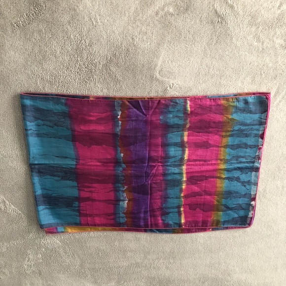 FUSHIA, TEAL, GOLD, PURPLE, WHITE SCARF - Picture 5 of 8